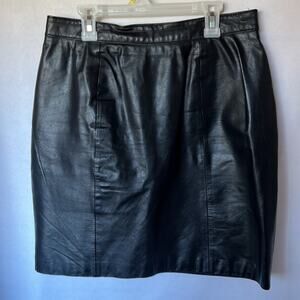 Vintage 90s leather mini skirt by Byrnes & Baker Medium
